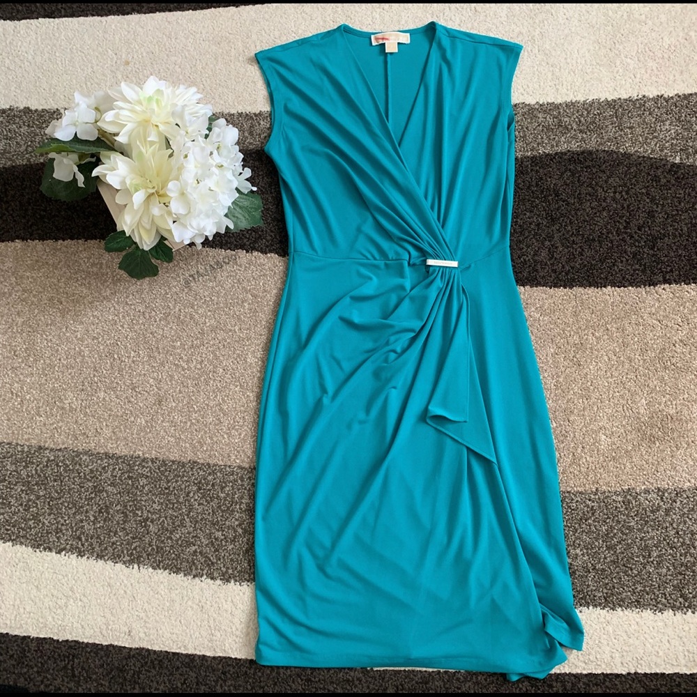 🔥🔥MICHAEL KORS: Teal Faux Wrap Dress!